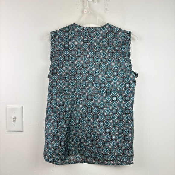 J. Crew 100% Silk Blue Ruffled Bib Collar Blouse - Picture 8 of 8